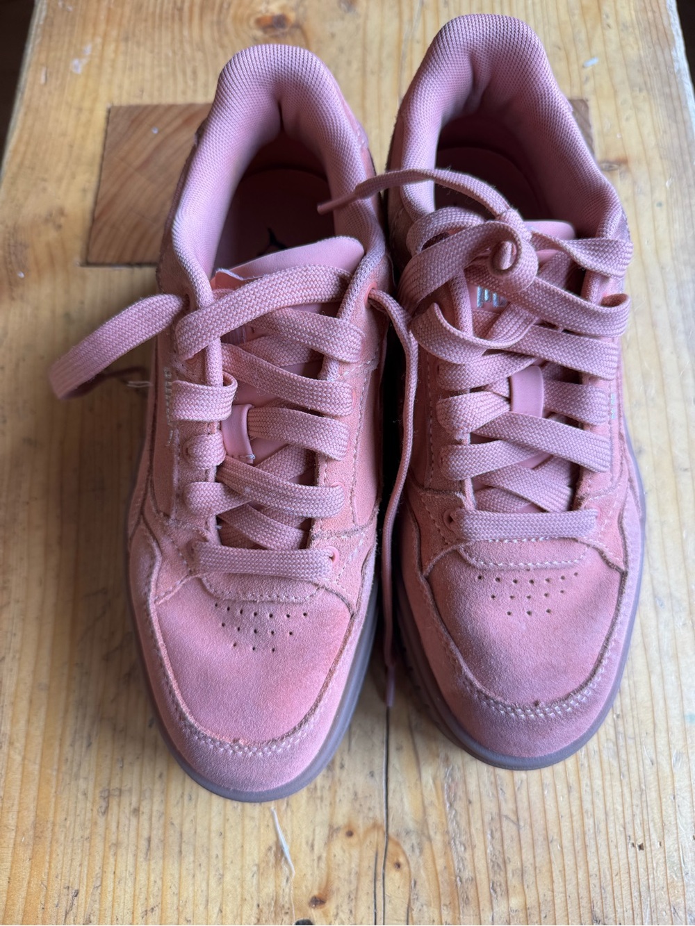 Pink Suede Platform Low-Top Sneakers
